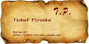 Tinhof Piroska névjegykártya